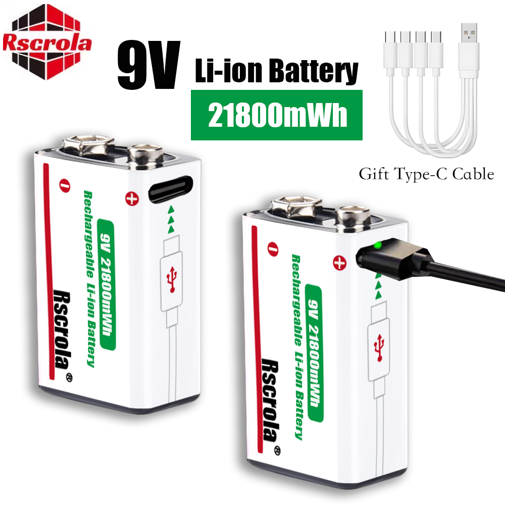 Smoke Detector Interconnected - Type-C Oplaadbare 9V Lithium-ion Batterij 21800mWh