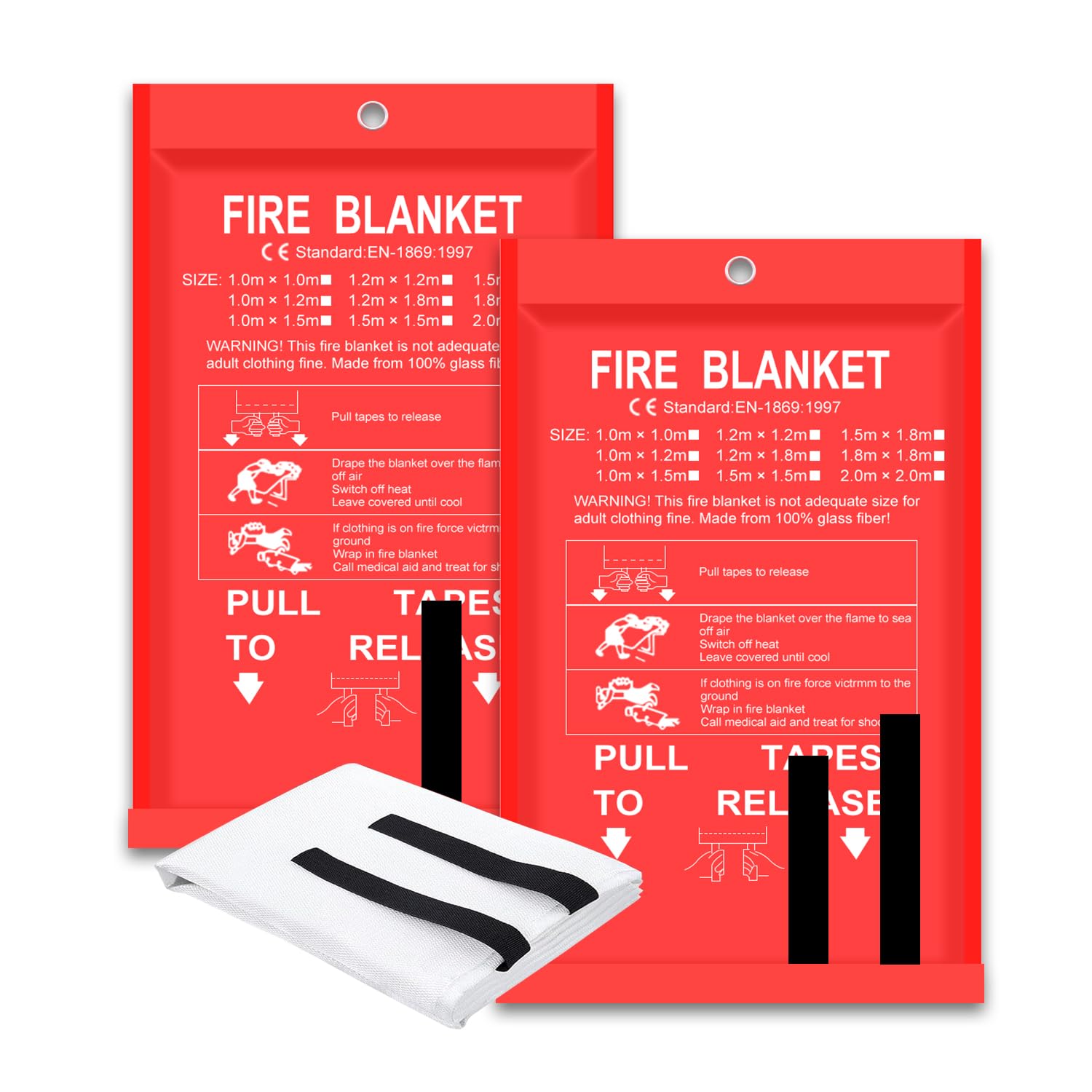 Fire Blanket Kitchen - Branddeken 2-pack 2*2m/1.5*1.5m voor thuis keuken