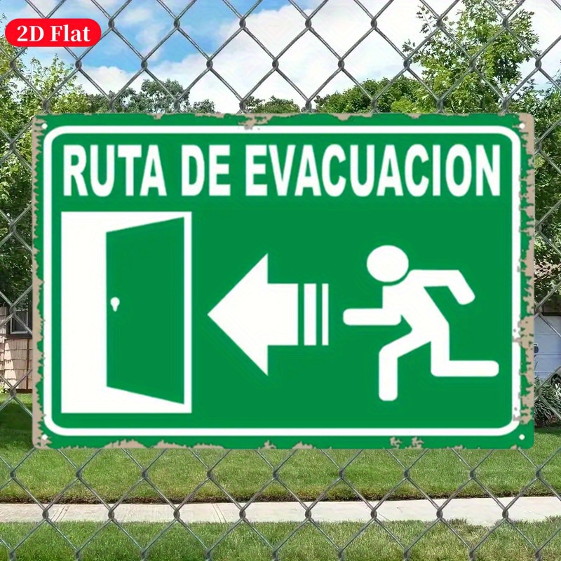 Emergency Exit Sign - (2D Tin schilderij) Vintage metalen nooduitgangsbord
