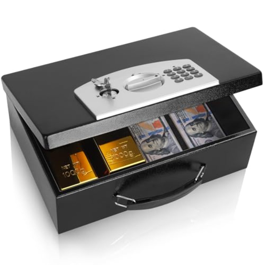 Fire Safe Document - Draagbare metalen kluis met digitaal cijferslot,