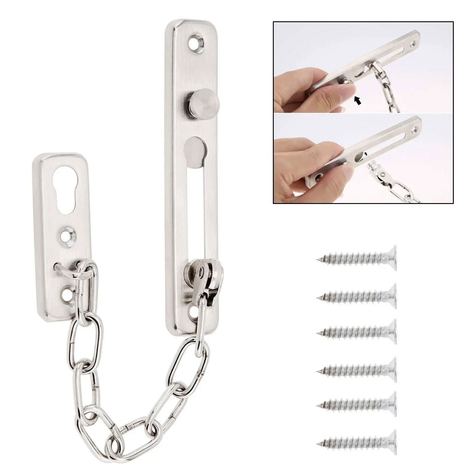 Security Chain Door - Solide beveiligingsdeur schuifkettingslot veiligheidsponsvrij deurkettingslot anti-diefstal
