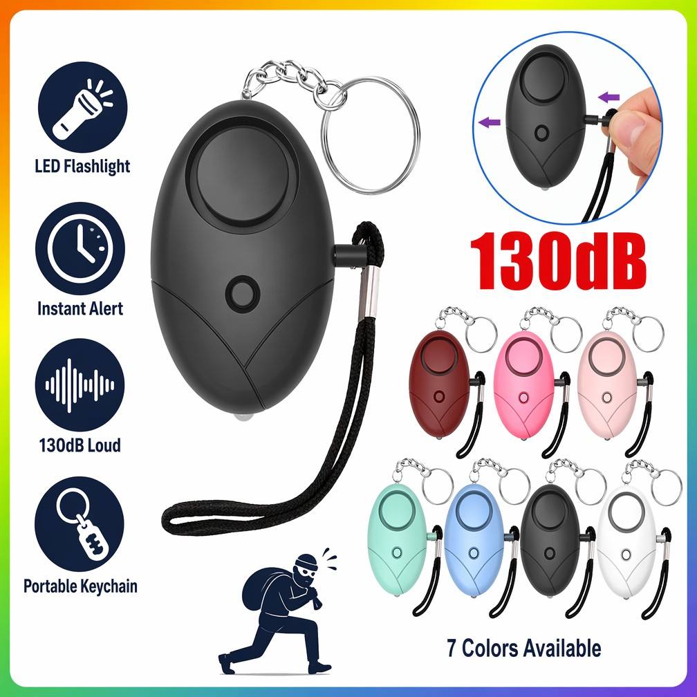 Personal Alarm Keychain - 130db Persoonlijke veiligheidsalarm sleutelhanger Anti-Wolf zelfverdediging