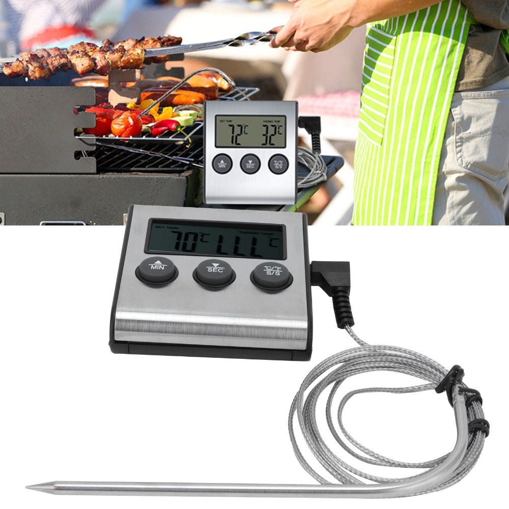 Pool Alarm Float - Zilveren digitale BBQ-vleesthermometer Timer Alarm Groot