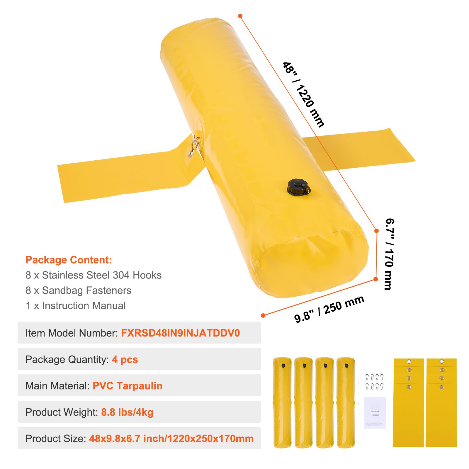 Flood Barrier Bag - Overstromingsbarrières, alternatief voor zandzakken, overstromingszakken 4-pack,