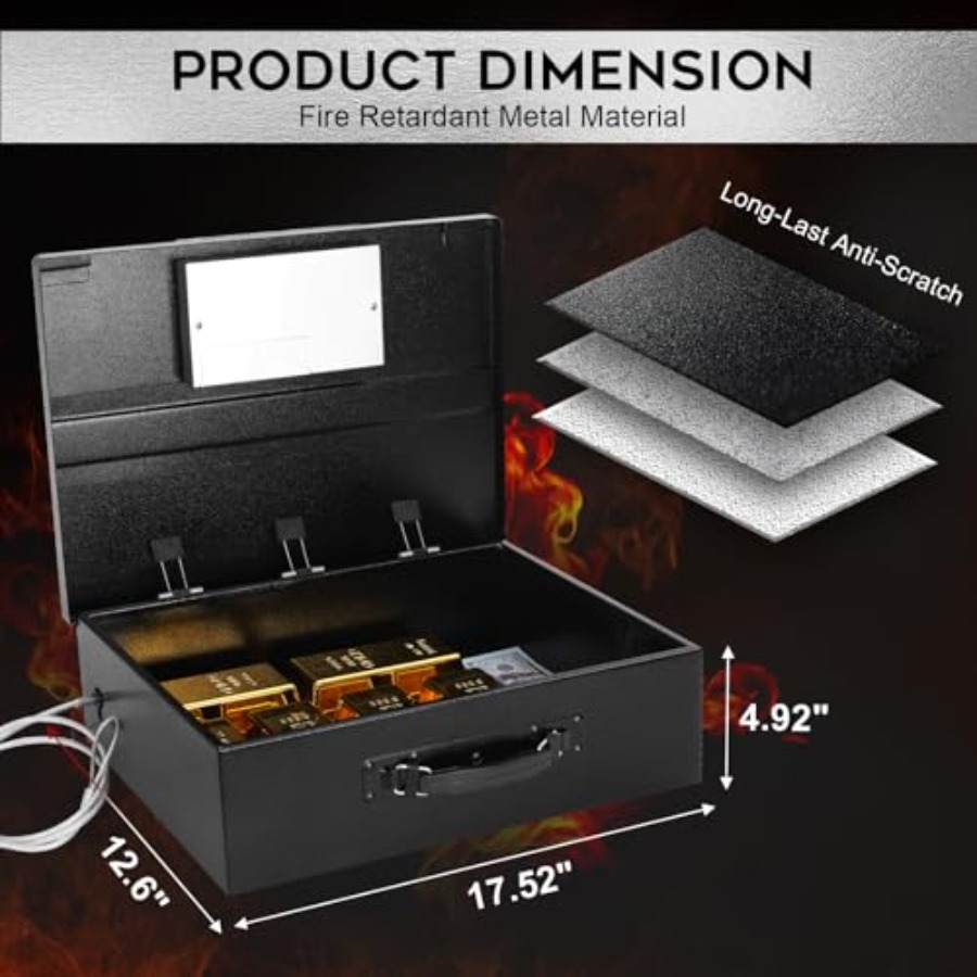 Draagbare metalen kluis met di - Fire Safe Document recensie en prijs