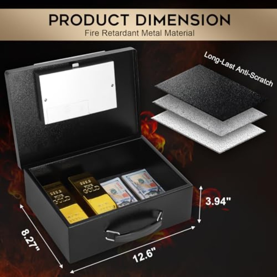 Draagbare metalen kluis met di - Fire Safe Document recensie en prijs