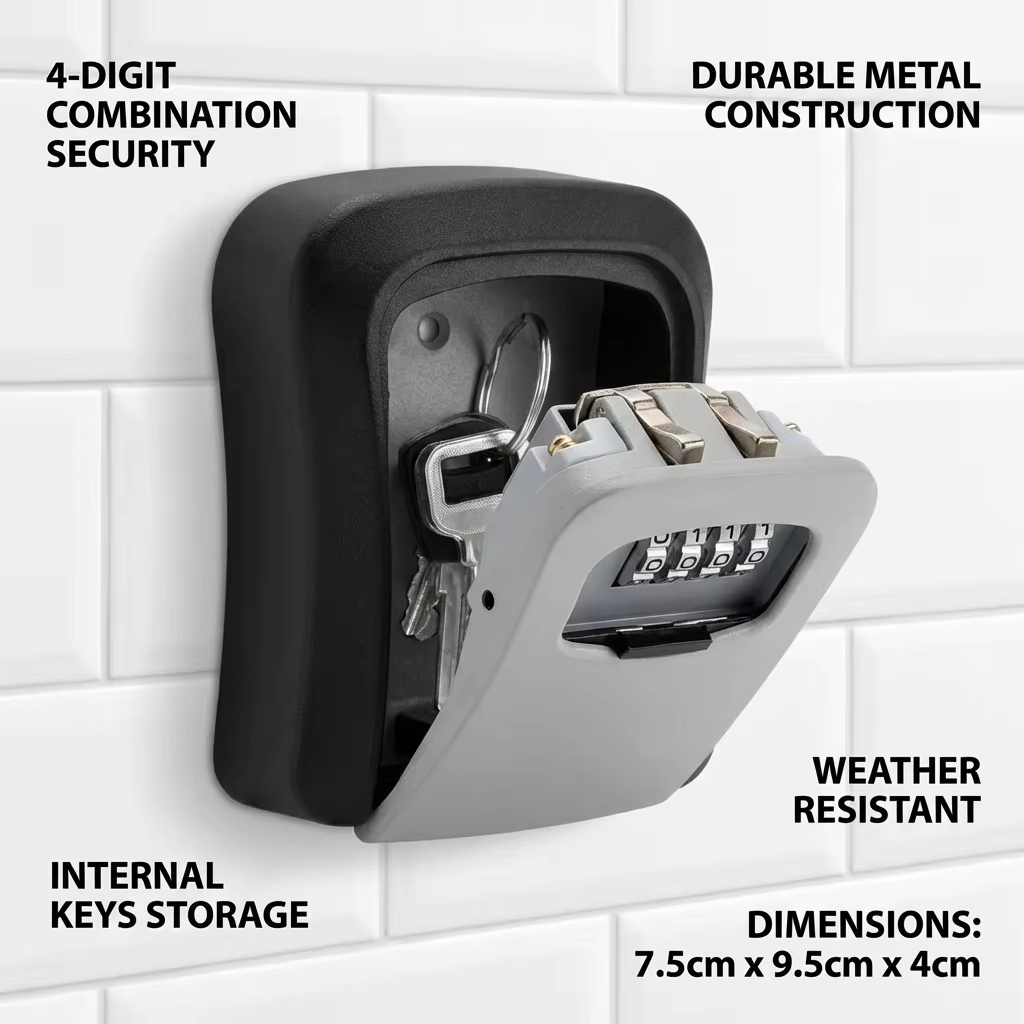 Wandmontage sleutelkluis met 4 - Lockbox Key Secure recensie en prijs