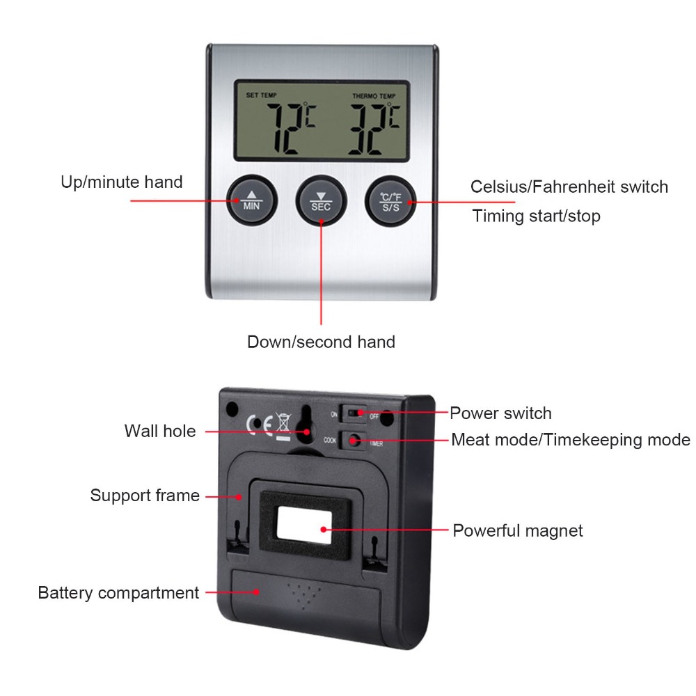 Zilveren digitale BBQ-vleesthe - Pool Alarm Float recensie en prijs